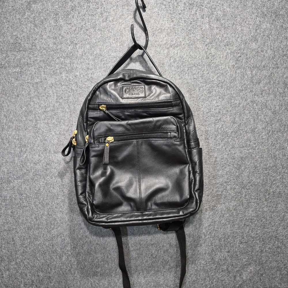 Genuine Leather Chaps Laptop Backpack Chic Preppy Padded Utility Multi Pocket